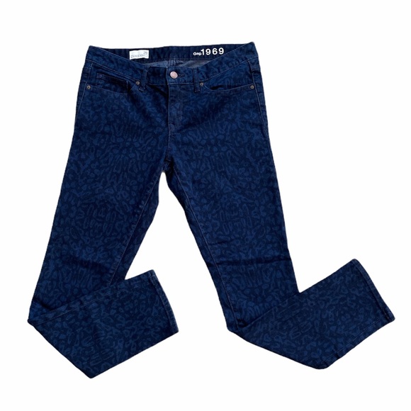 Gap Always Skinny Medium & Dark Blue Wash Cheetah Animal Print Jeans 28 - Picture 3 of 12